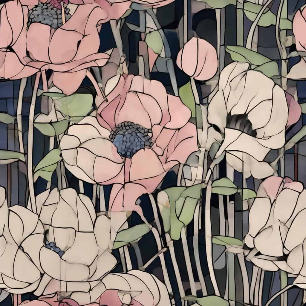 Ρομαντικά λουλούδια σε αφηρημένο στυλ με έμπνευση από την καραντίνα και την τέχνη, ιδανική για την προώθηση της σύγχρονης καλλιτεχνικής δημιουργίας.